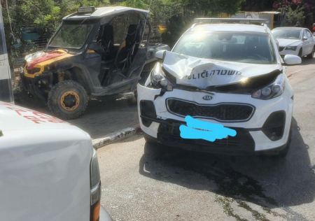 اصابات بحادث بين سيارة شرطة وباجي في عبلين
